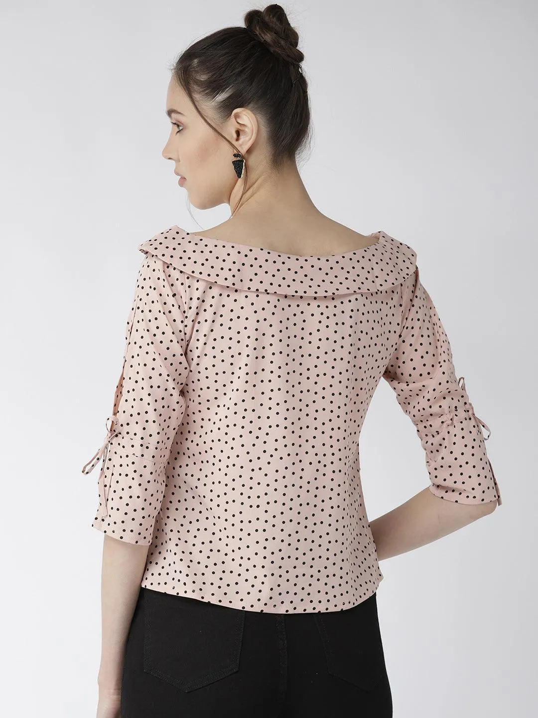 style quotient women polka printed polycrepe smart casual top