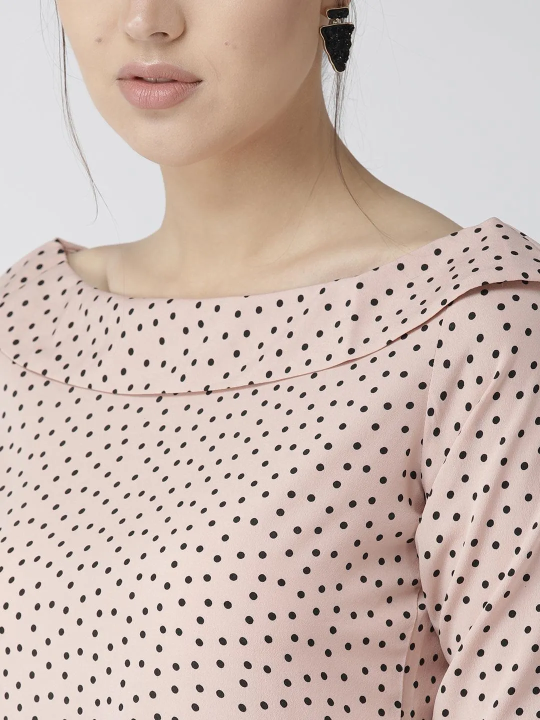 style quotient women polka printed polycrepe smart casual top