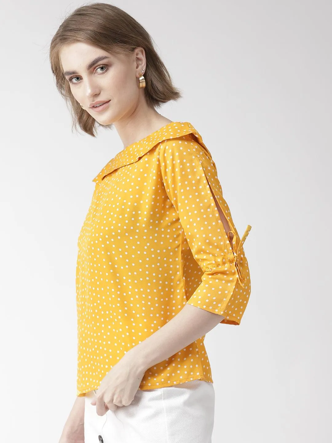 style quotient women polka printed polycrepe smart casual top