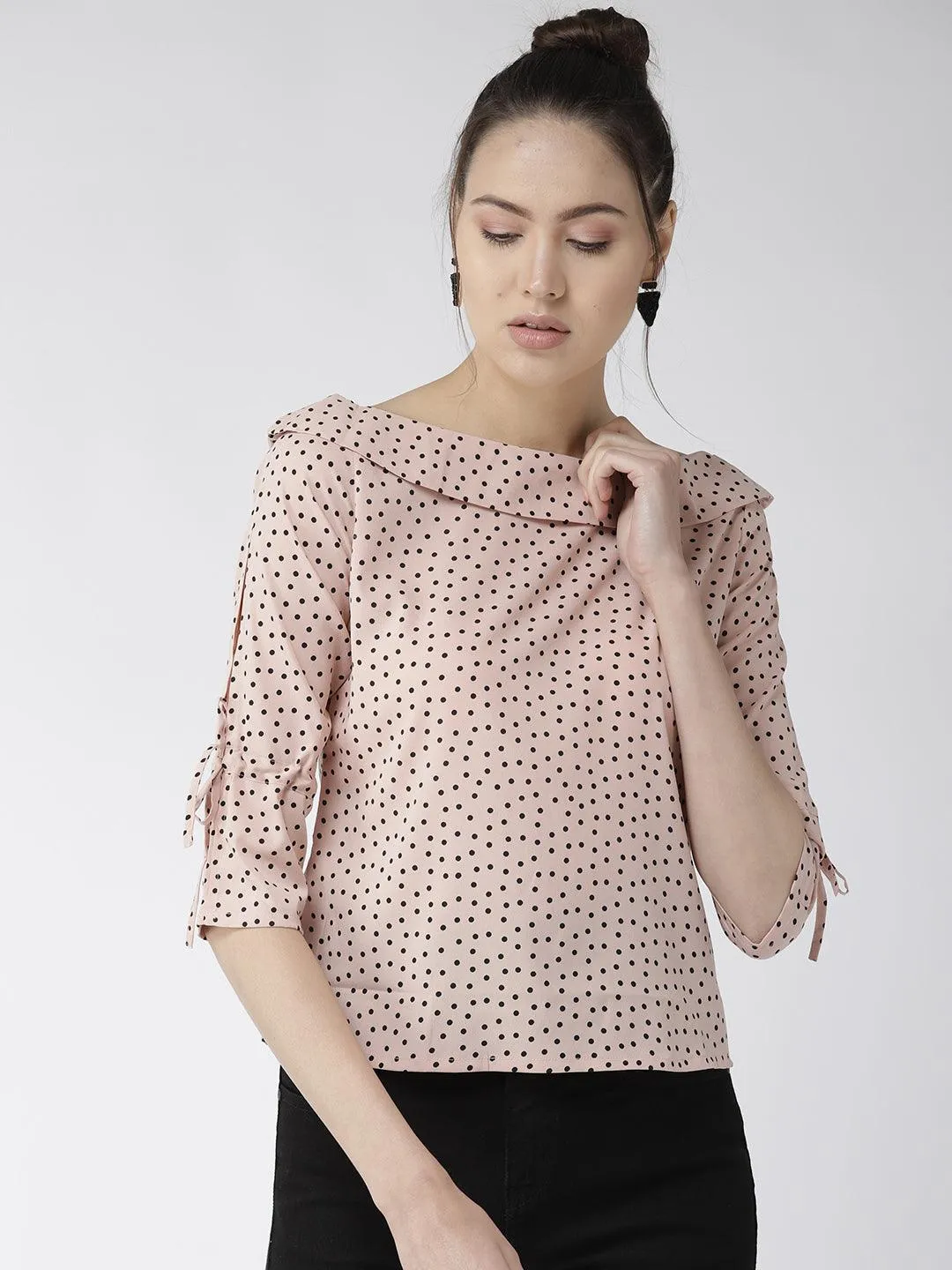 style quotient women polka printed polycrepe smart casual top