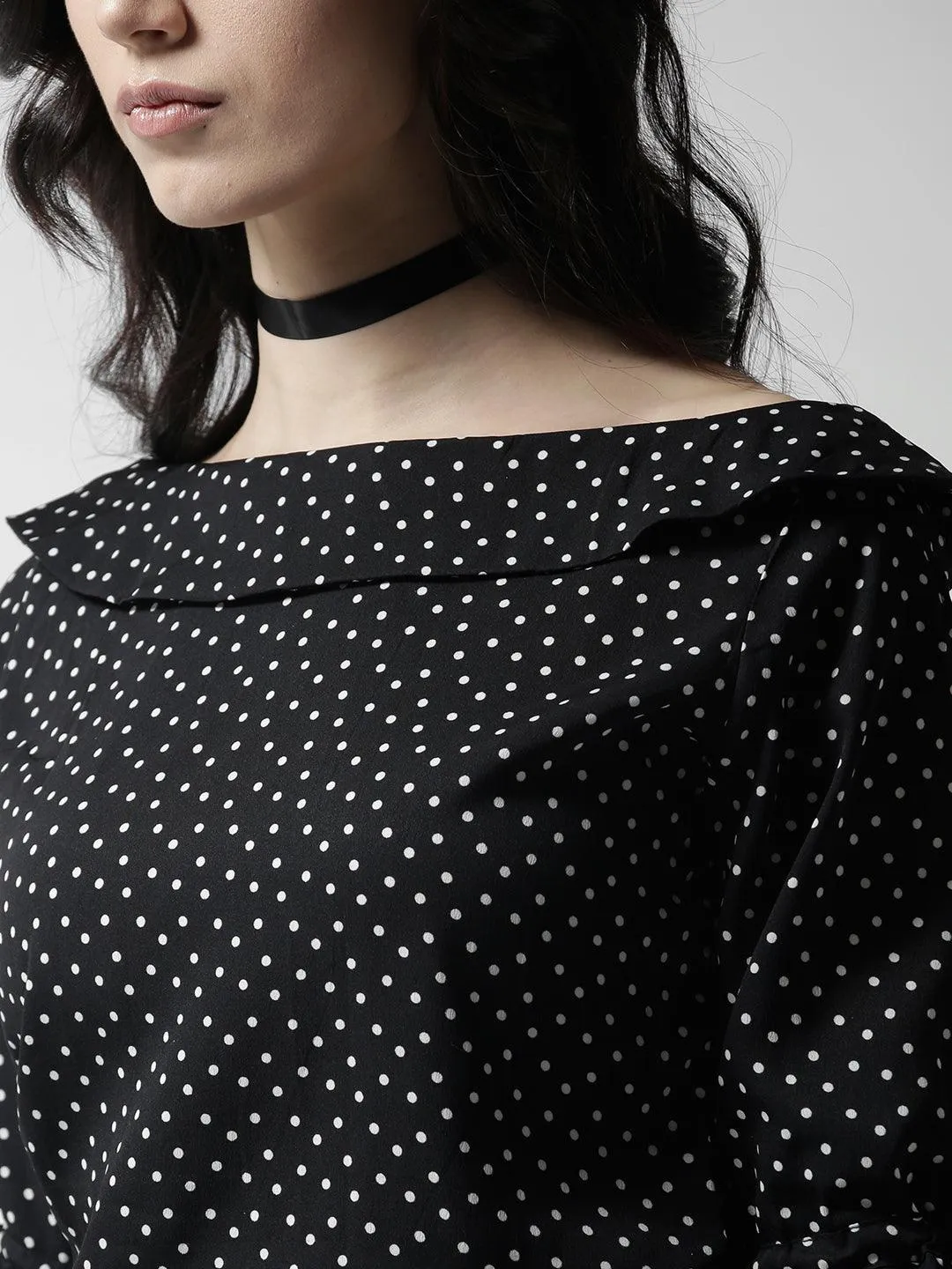 style quotient women polka printed polycrepe smart casual top