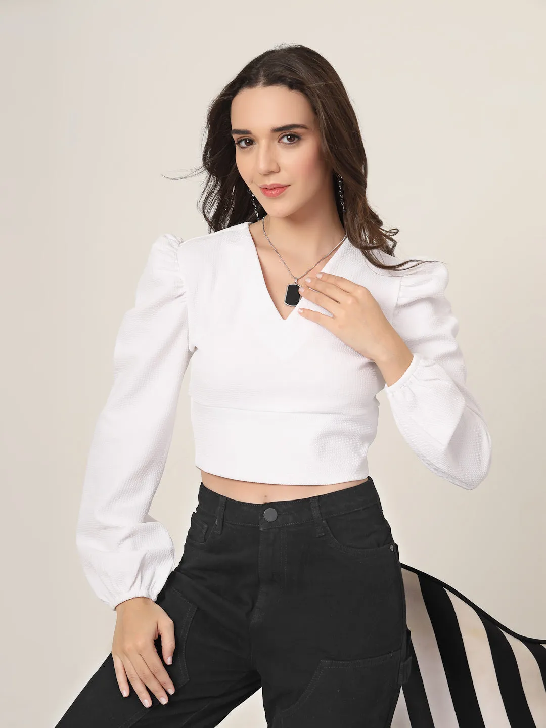 Style Quotient Women White Knit Top