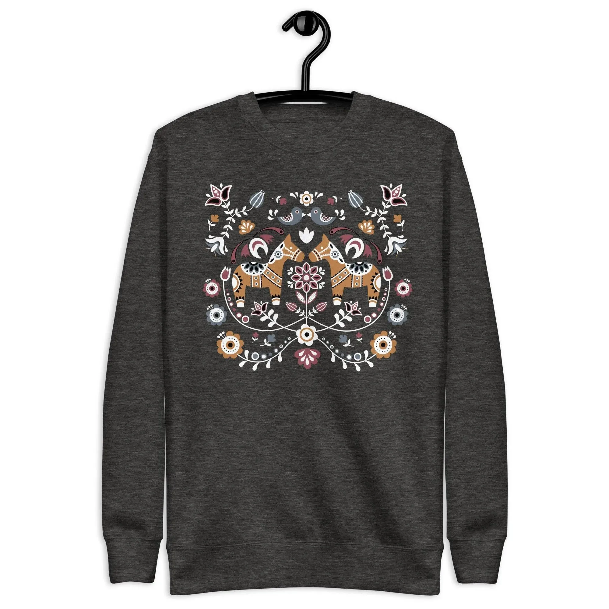 Swedish Dala Horse Fleece Sweatshirt - Dark