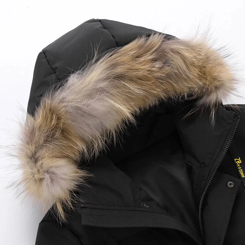 Thick Warm Windproof Fur Hooded Long Parkas