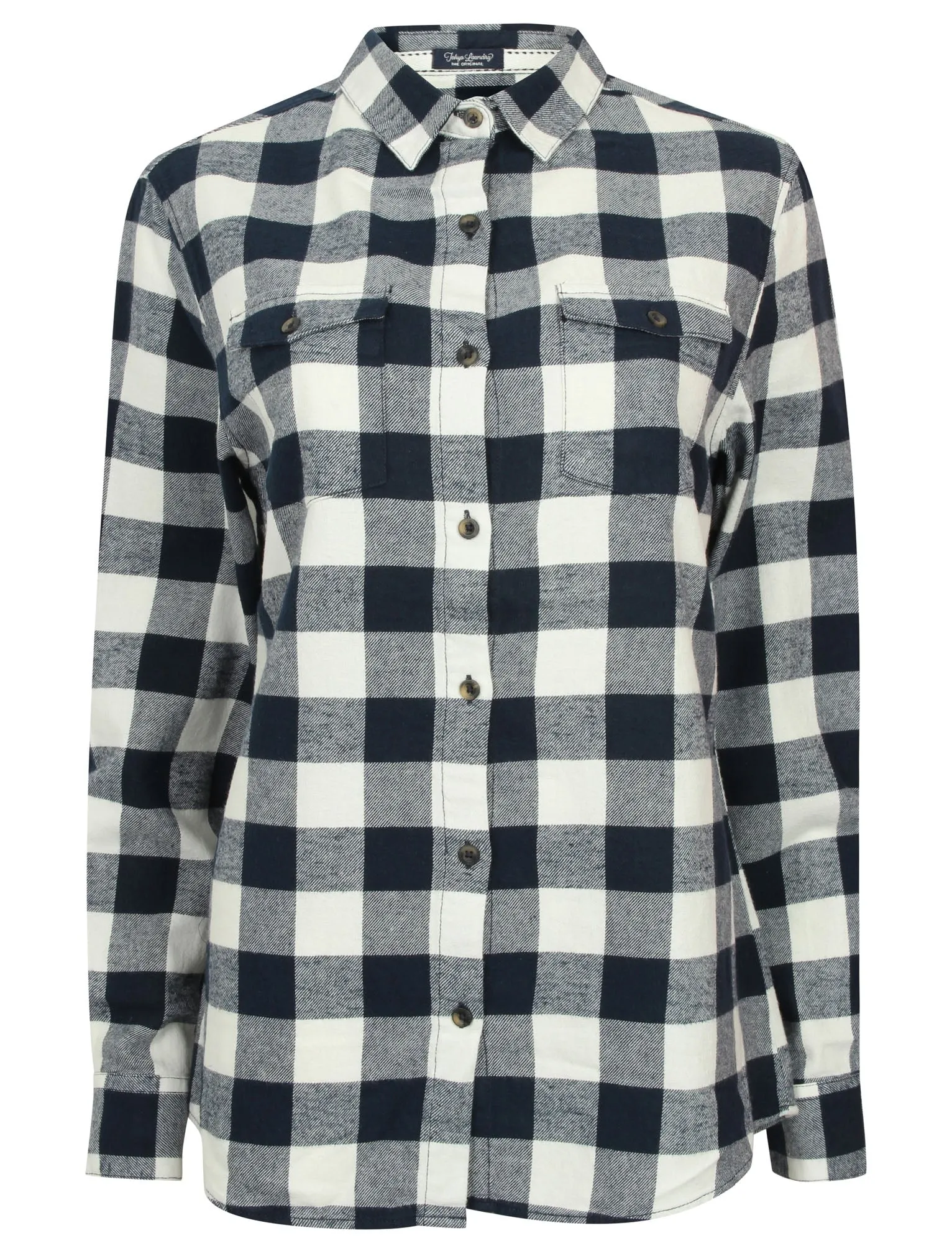 TL Rhoda Checked Flannel Shirt in Navy / White - Tokyo Laundry