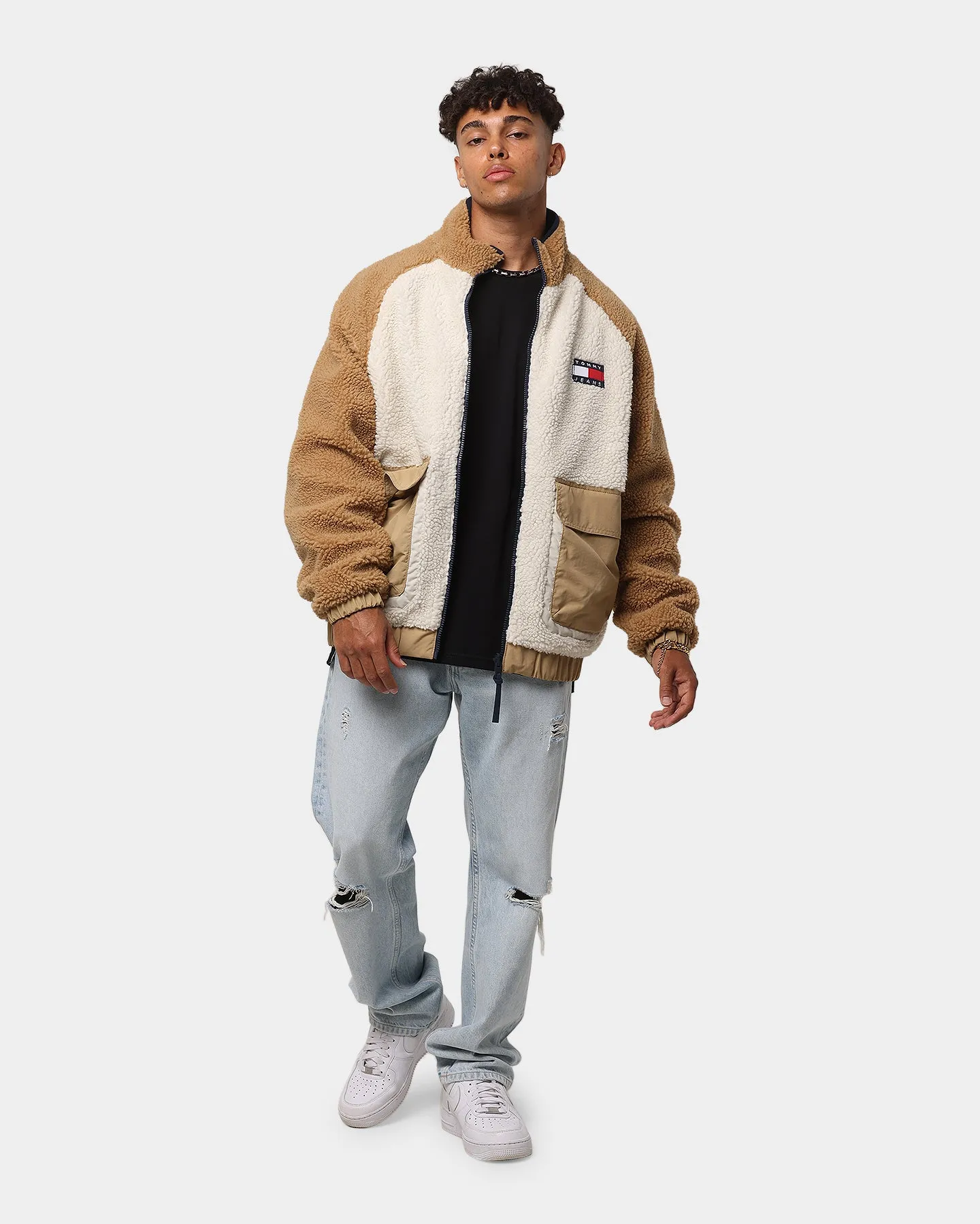 Tommy Jeans Reversible Sherpa Jacket Classic Khaki