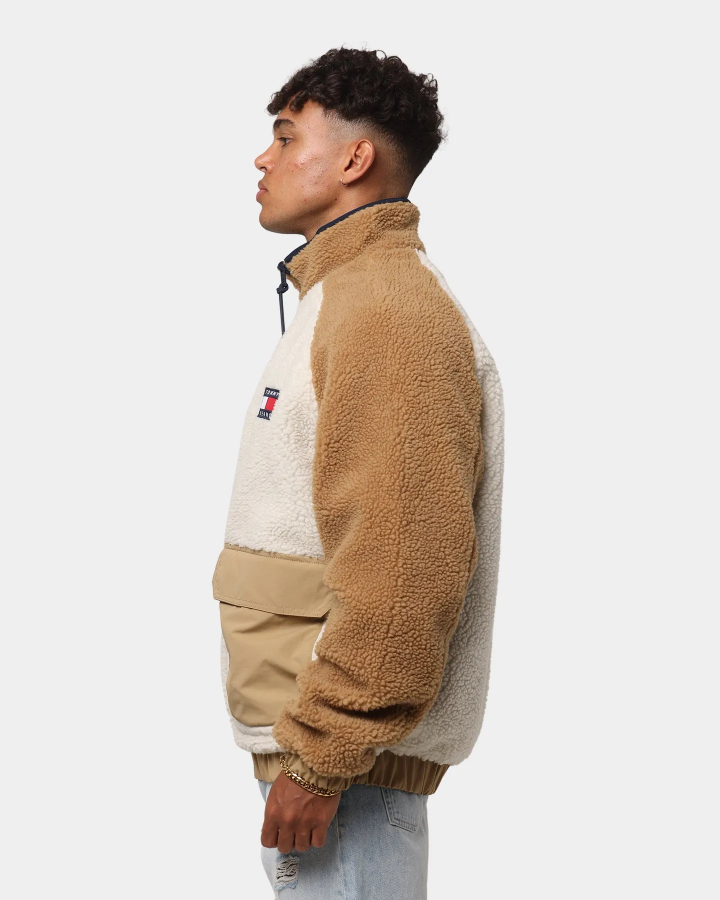 Tommy Jeans Reversible Sherpa Jacket Classic Khaki