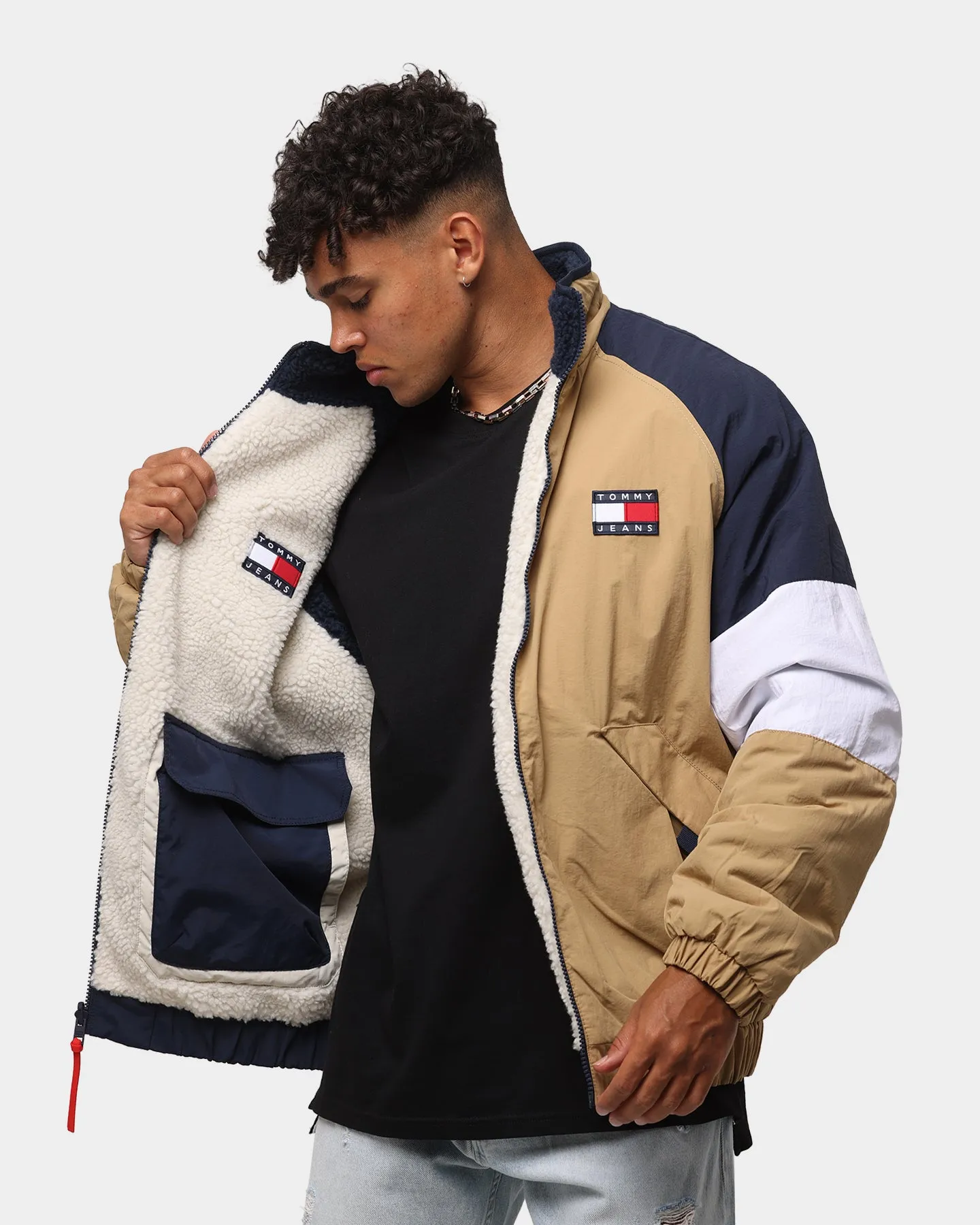 Tommy Jeans Reversible Sherpa Jacket Twilight Navy/White