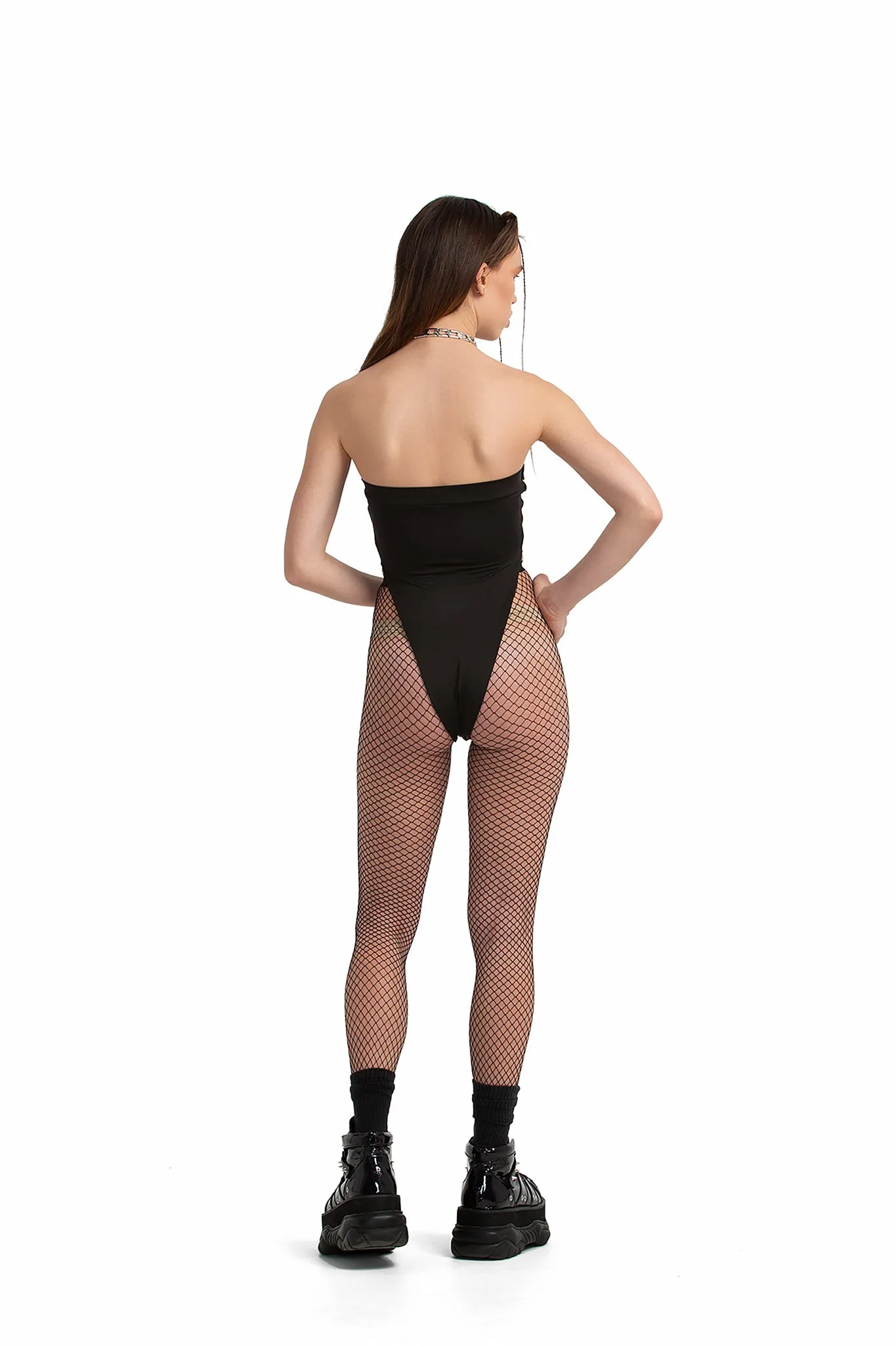 Triangle Bodysuit with reflective details.