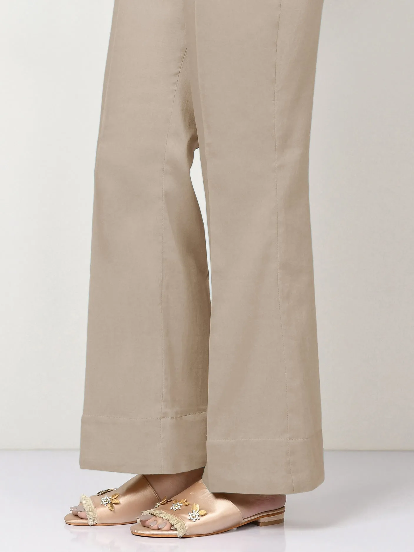 Unstitched Cambric Trouser -Beige