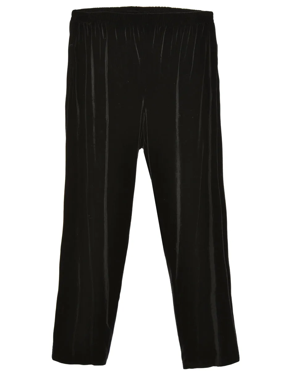 Velvet Fabric Black Trousers - W34 L37