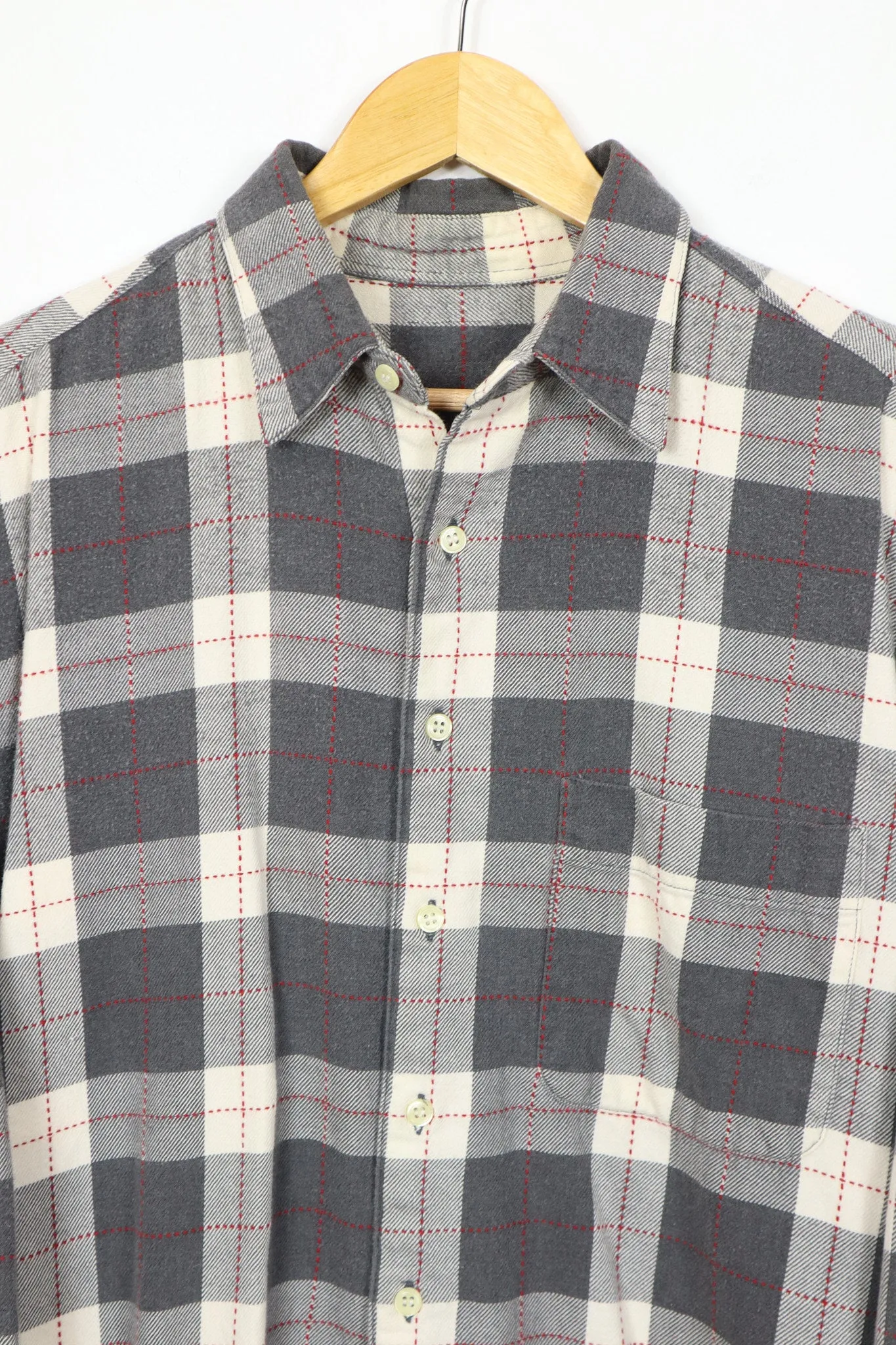 Vintage Grey Flannel Button-Down Shirt