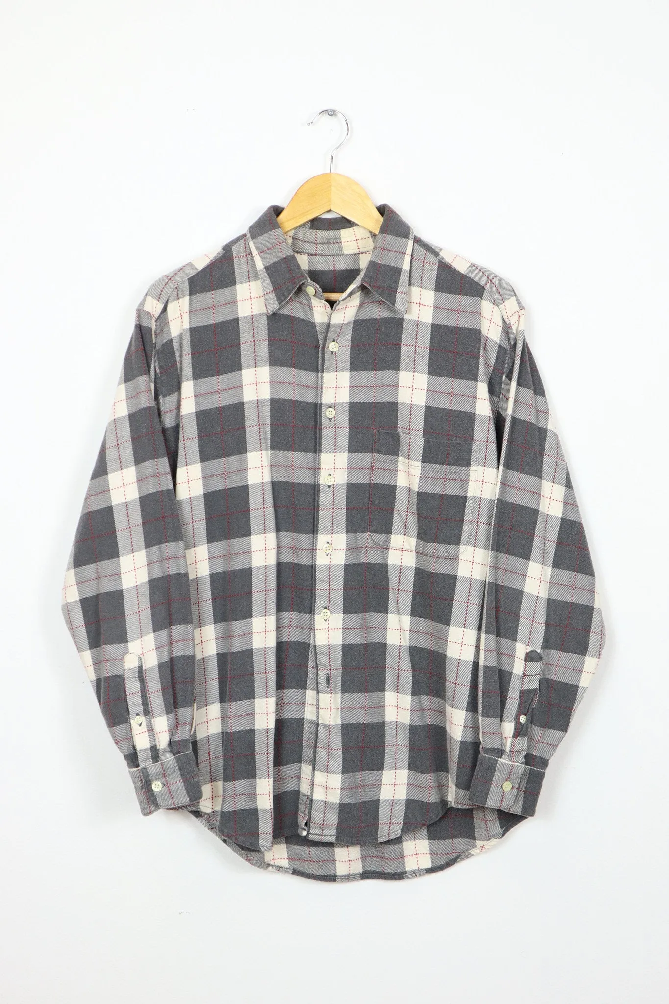 Vintage Grey Flannel Button-Down Shirt