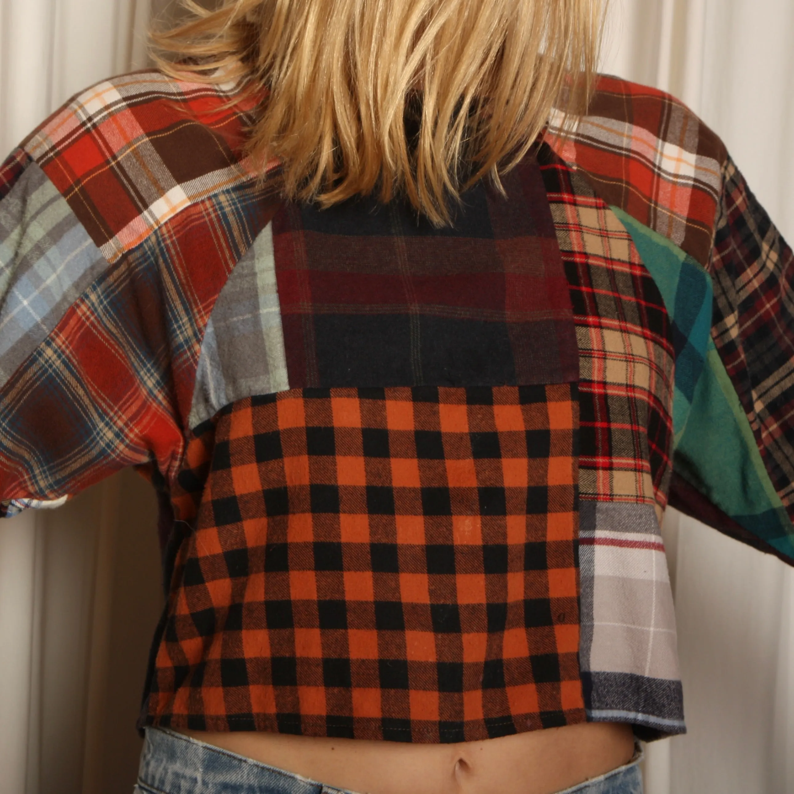 Vintage Handmade Patchwork Flannel Crop Top