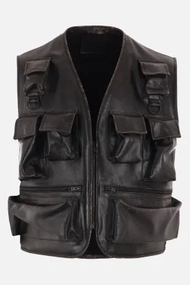 Vintage Leather Sleeveless Jacket