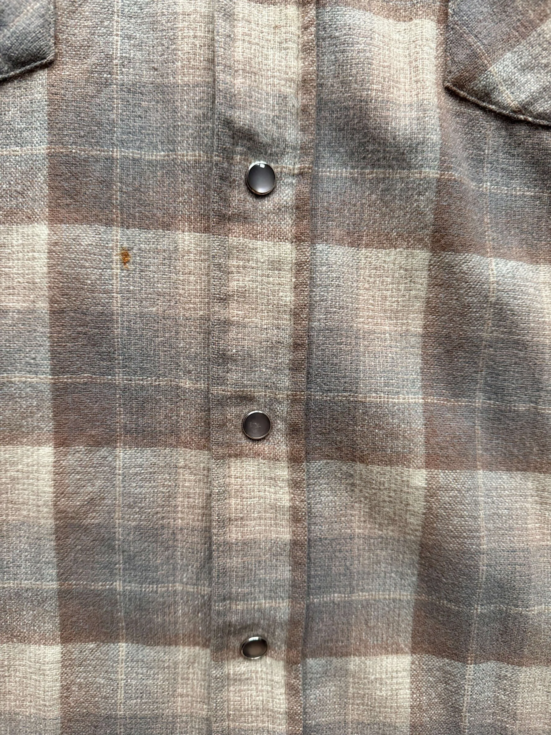 Vintage Pendleton Beige/Brown Plaid Pearlsnap Flannel SZ XL Long