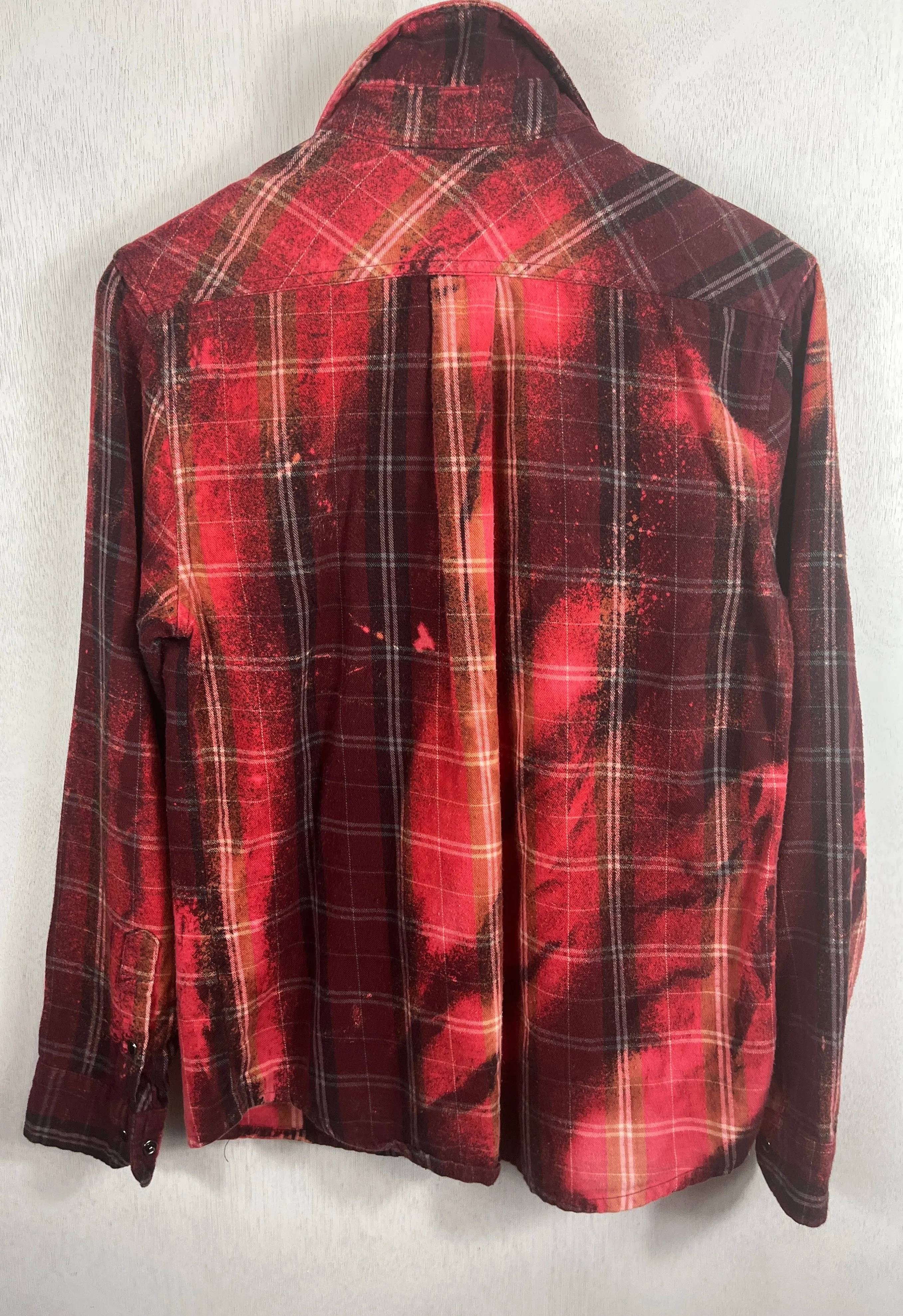 Vintage Western Style Burgundy, Pink and Black Flannel Size Small