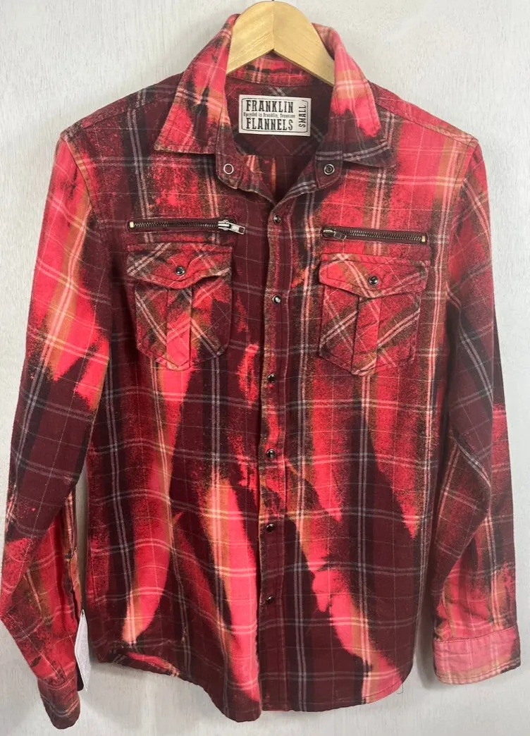 Vintage Western Style Burgundy, Pink and Black Flannel Size Small