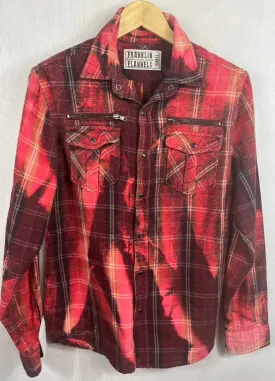 Vintage Western Style Burgundy, Pink and Black Flannel Size Small