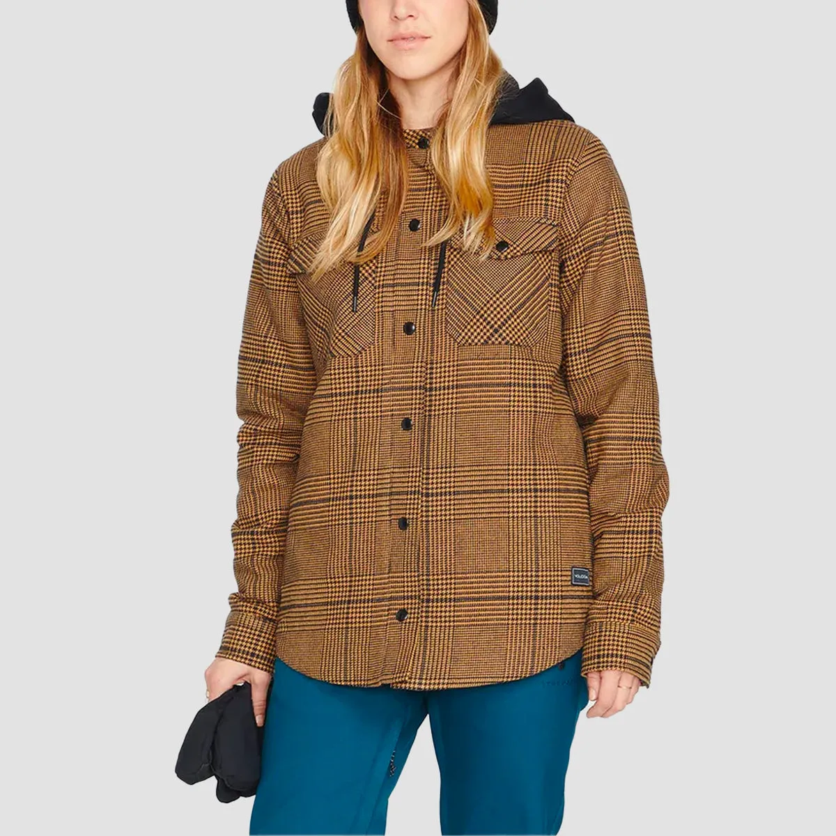 Volcom Hooded Flannel Jacket Jacket Caramel - Womens