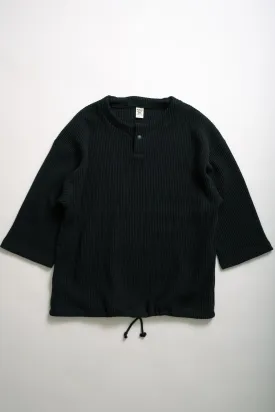 WAFFLE HIMO HENLEY - BLACK