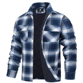 West Louis™ Autumn Cotton Quilted Lined Flannel Shirt Jacket