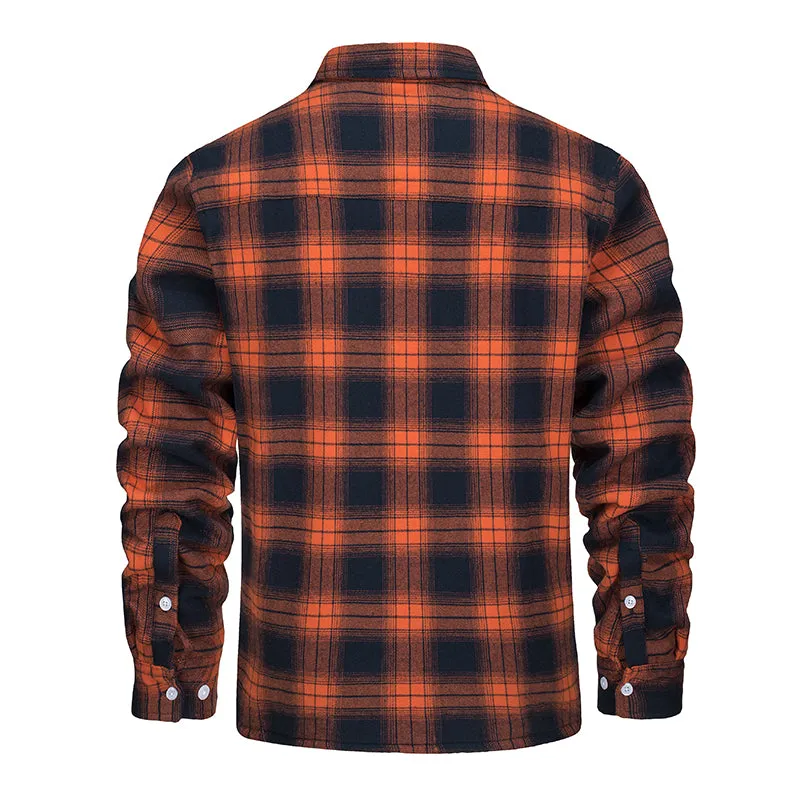 West Louis™ Fleece Plaid Flannel Sherpa Shirt Jacket