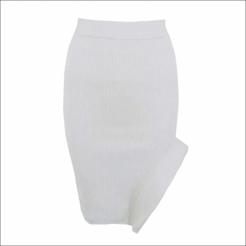 Winnal White Knee-length Bandage Pencil Skirt | White Bandage bodycon skirts