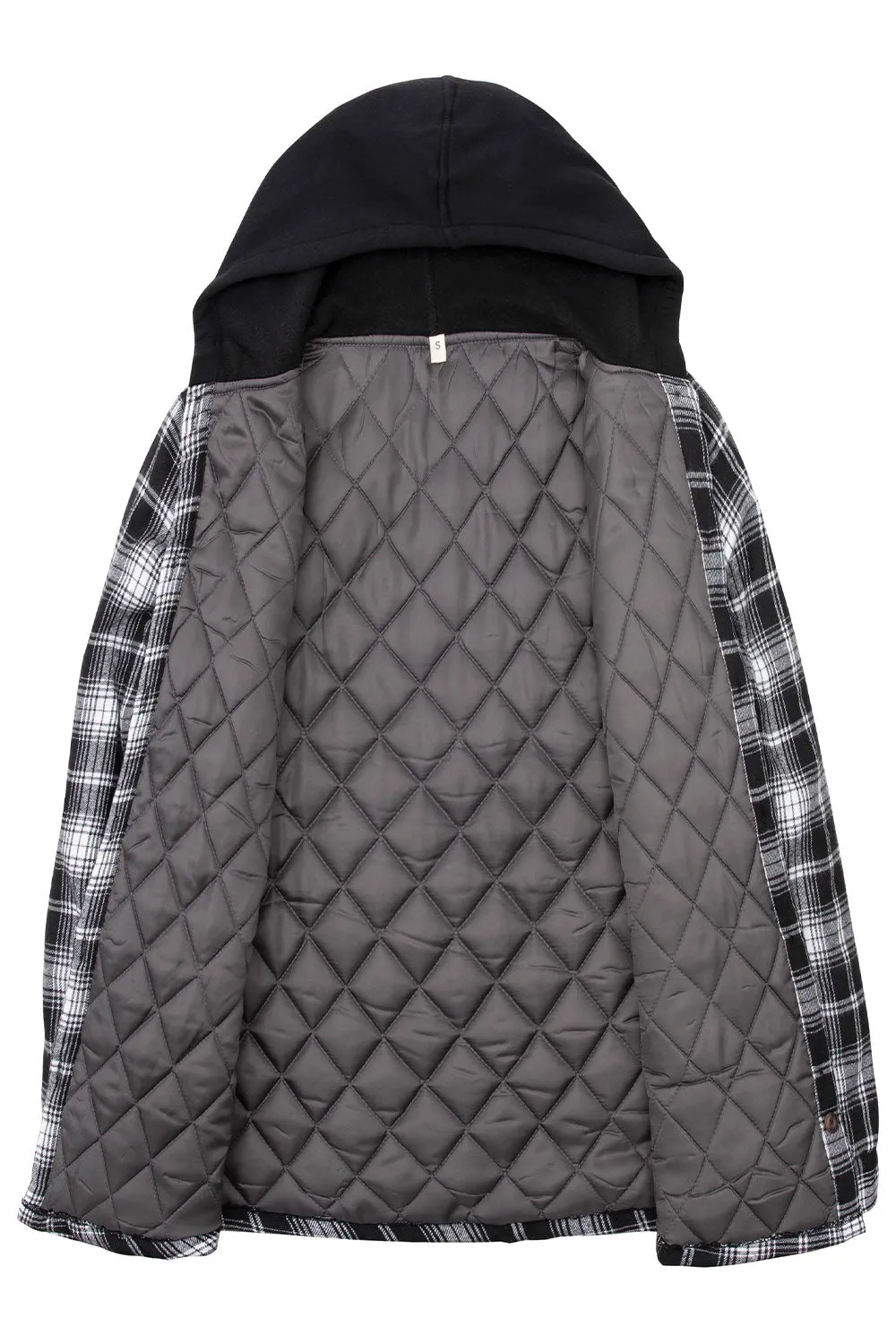 Women's Matching Family Black White Quilted Flannel Hoodie