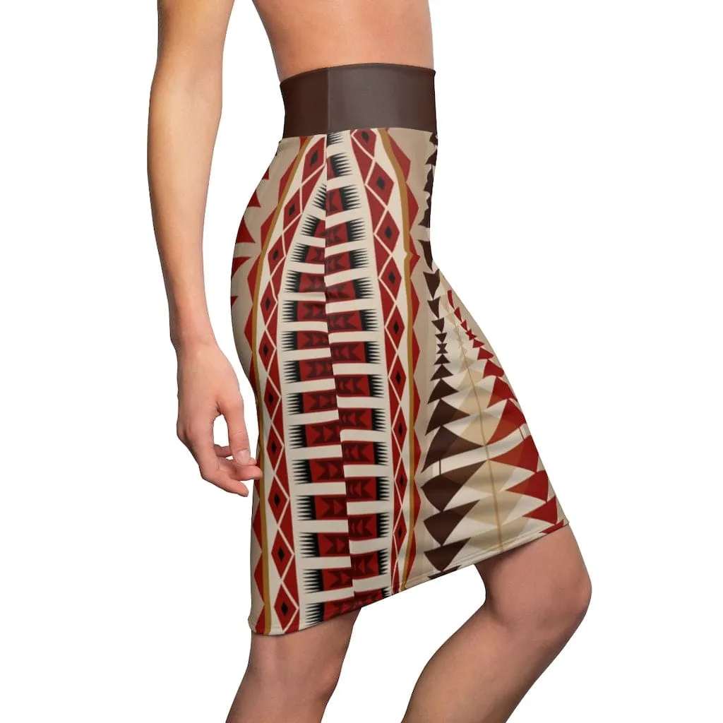 Womens Mini Skirt - High Waisted /multicolor Brown Pencil Skirt