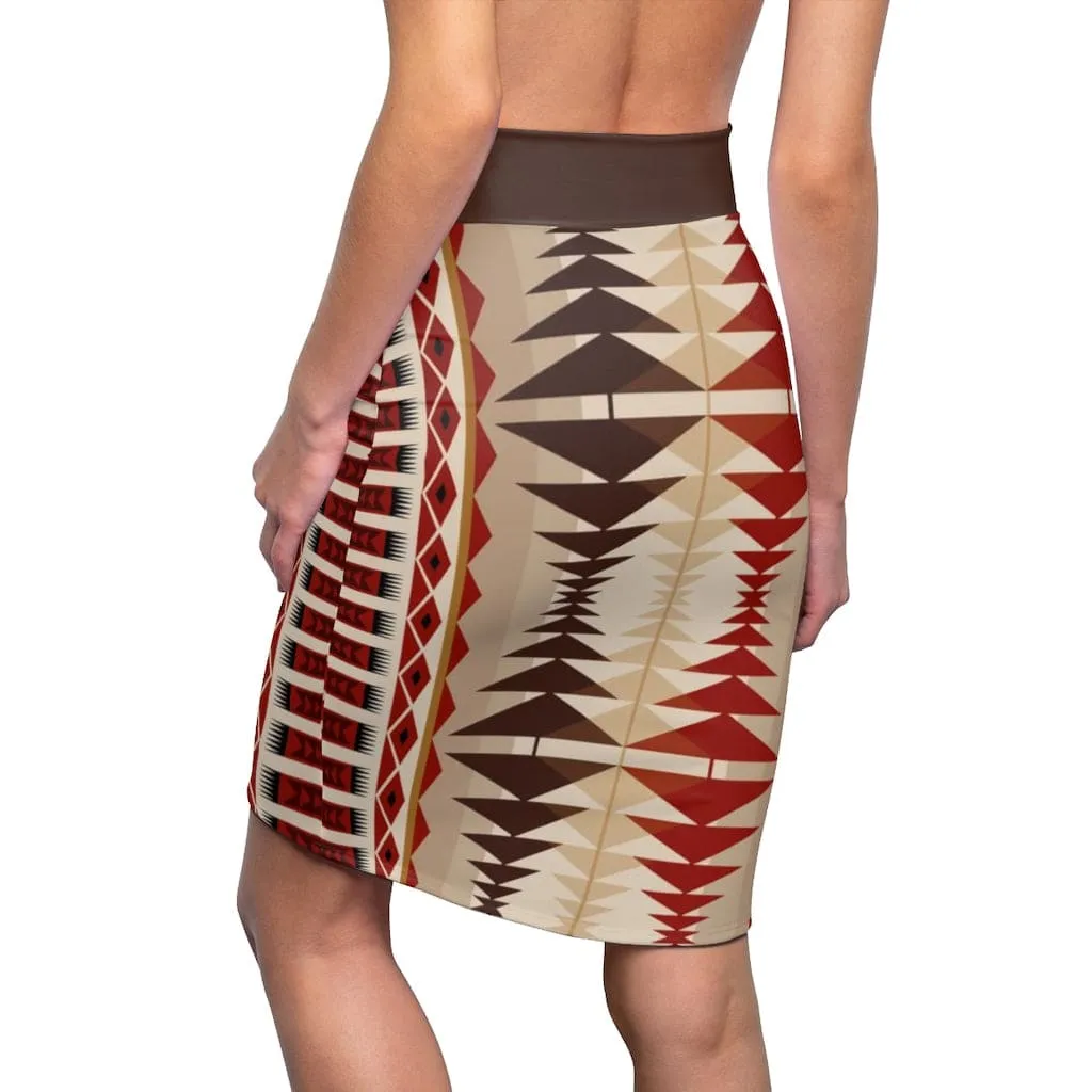 Womens Mini Skirt - High Waisted /multicolor Brown Pencil Skirt