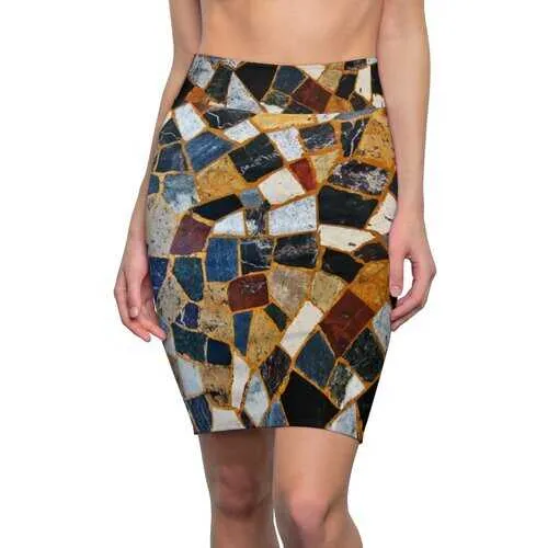 Women's Pencil Skirt, Mosaic Style