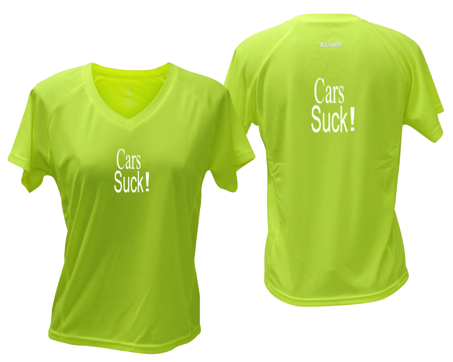 Women's Reflective Short Sleeve Shirt - Cars Suck