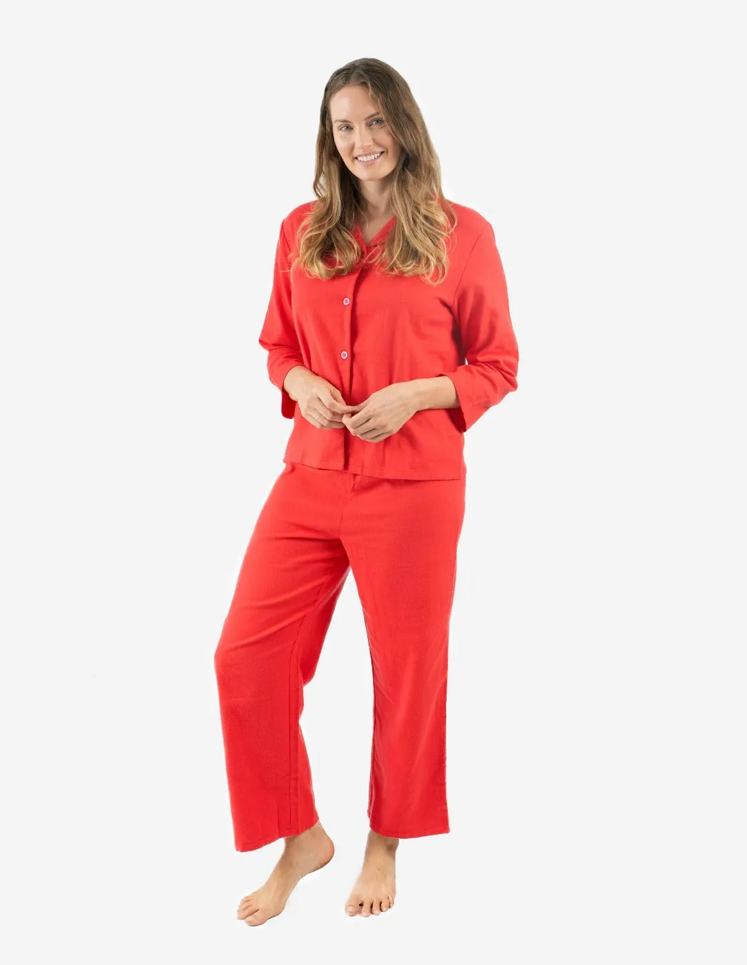 Women's Solid Color Flannel Pajamas