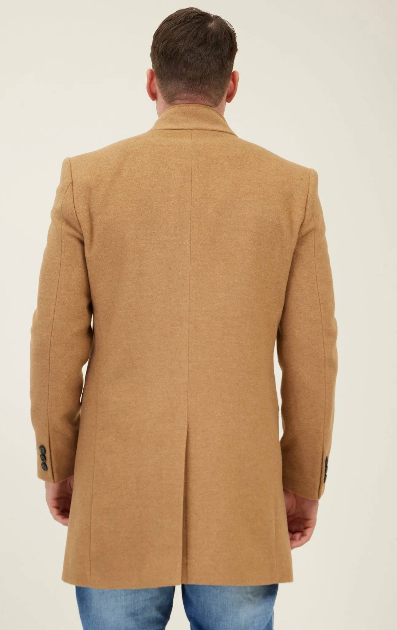 Wool Blend Peacoat - Camel