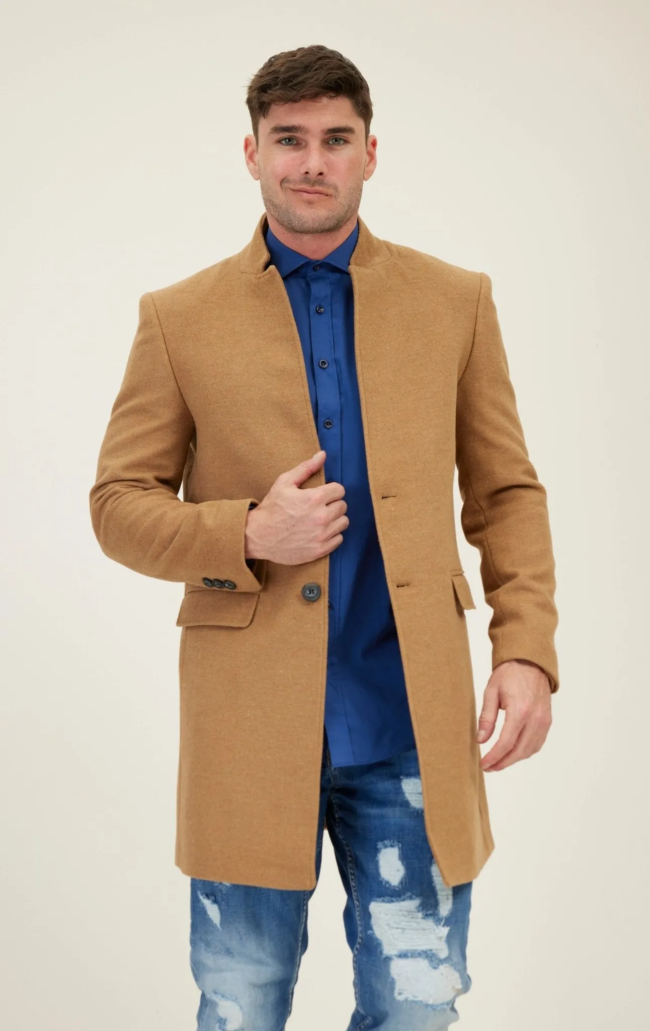 Wool Blend Peacoat - Camel