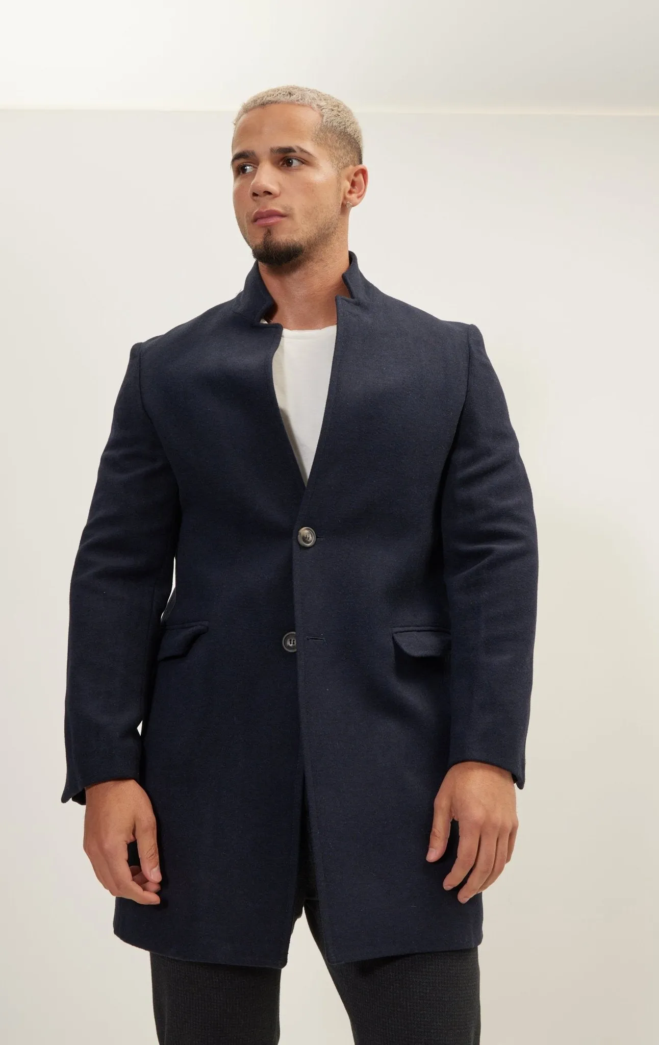 Wool Blend Peacoat -  Navy