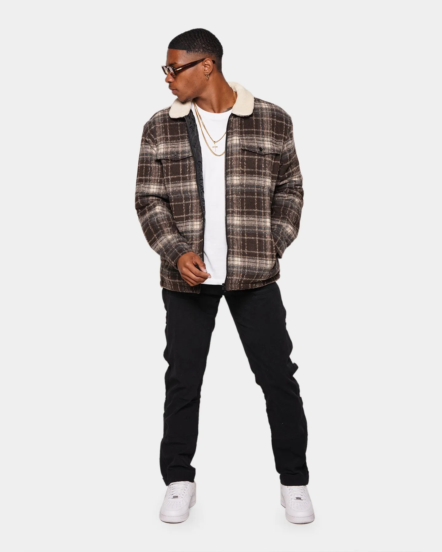 XXIII Tex Sherpa Flannel Jacket Brown/White